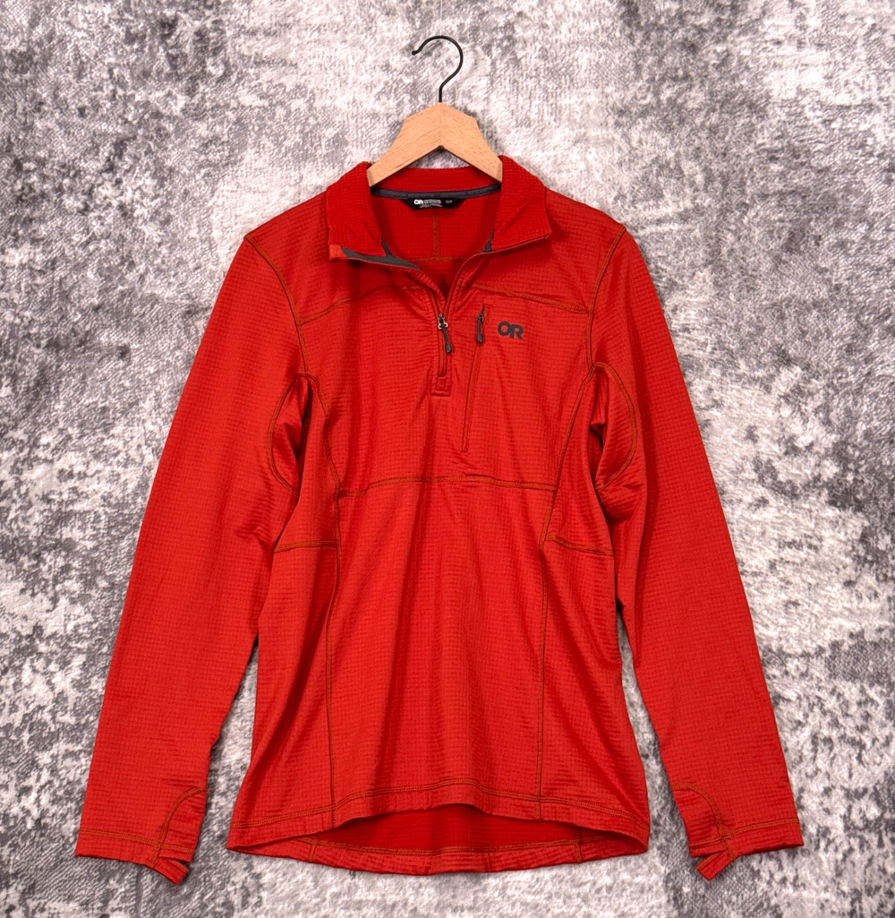Outdoor Research Vigor 1/4 Zip Jacket Small Mens Orange Fleece Lightweight